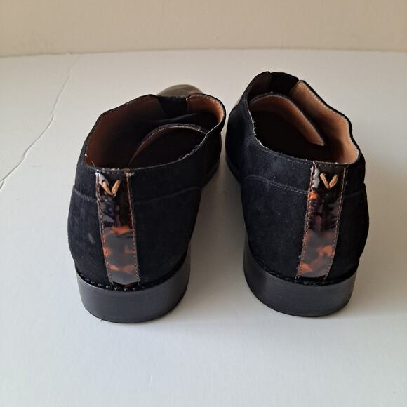 Vionic Jayla Black Suede Tortoise Shell Cap Toe Derby Flats Loafers Women Size 8 - Picture 3 of 10